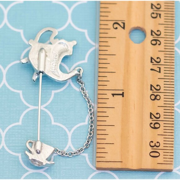 Vintage Silver Teapot & Teacup Stick Pin by Avon - R9 - Picture 2 of 2